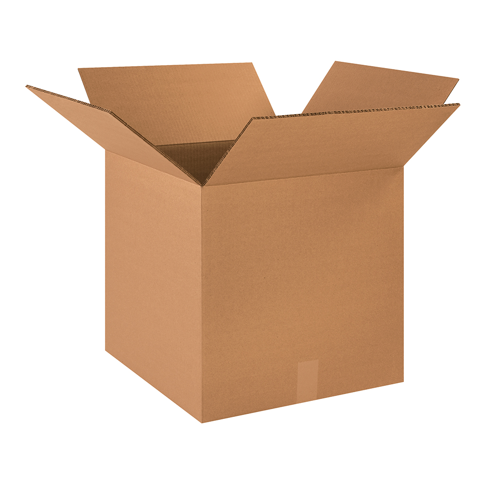 A square brown Box Partners™ carton with four open flaps 18 x 18 x 18" Double Wall Boxes